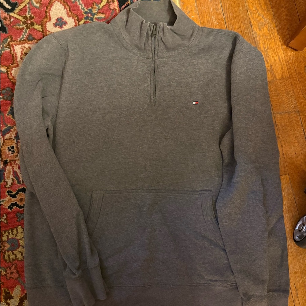 Tommy Hilfiger Men's Gray Quarter-Zip Sweater - size L